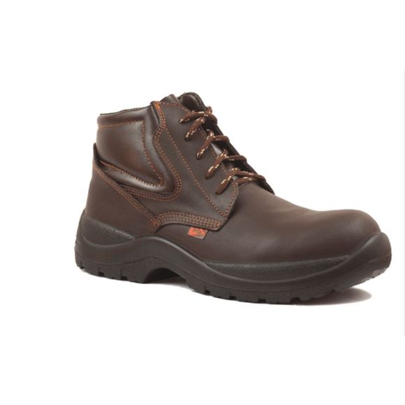 NEW MENS SAFETY WORK BOOTS- IMPACT & SLIP RESISTANT, WATERPROOF | BROWN SIZE 9.5 - Picture 5 of 9